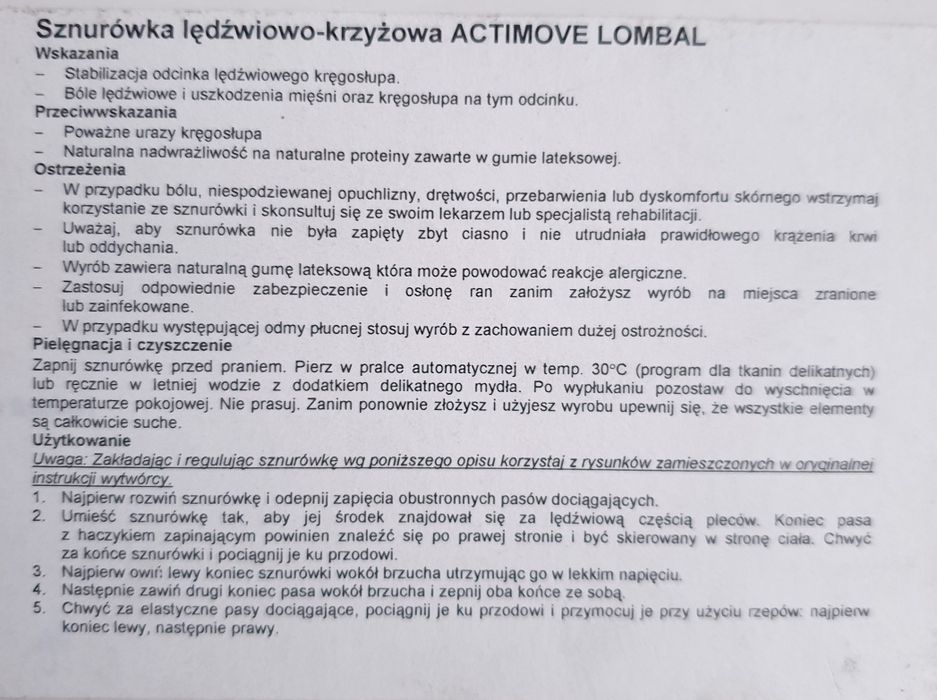 Gorset, sznurówka lędźwiowo-krzyżowa XXL