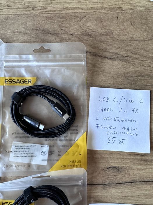 Kabel Przewód szybkie ładowanie PD USB / USB C / Lightning IPhone
