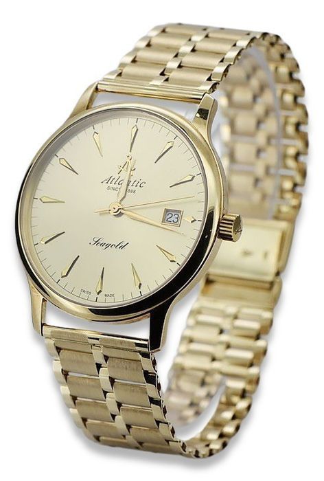 Złoty zegarek Atlantic 14k 585 z bransoletą męski mw003y&mbw007y