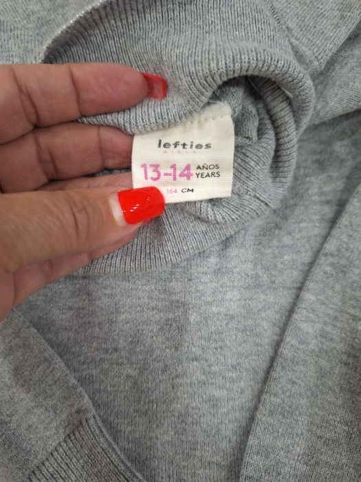 Camisola Malha Cinzenta gola alta Lefties 13/14 anos