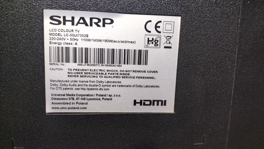 Sharp 55UI7352E,Smart,4k, dvbt2