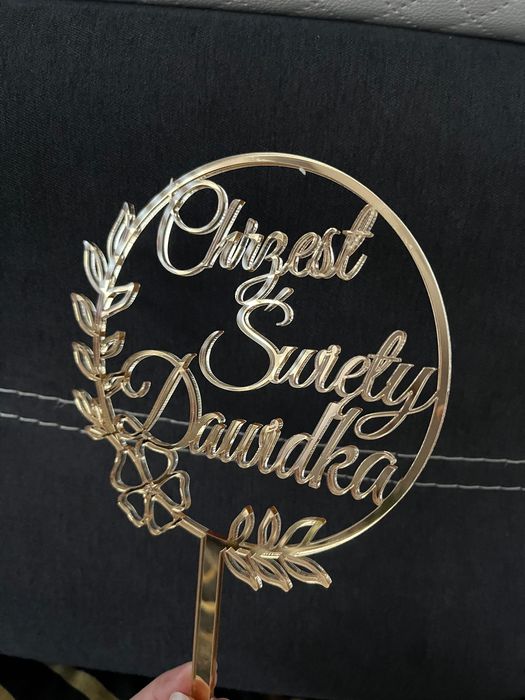 Lustrzany topper na tort Chrzest Święty Dawidka