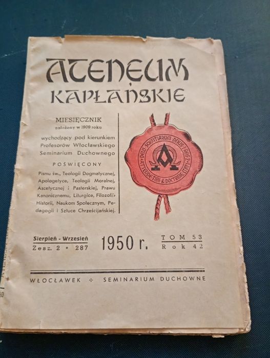 Miesięcznik - Ateneum Kapłańskie rok 1950