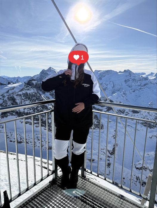 Гірськолижний костюм комбінезон чорно-білий одяг