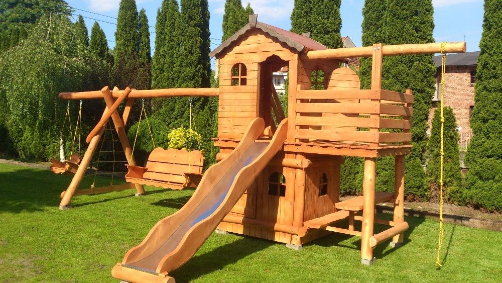 plac zabaw domek balkon ślizg piaskownica balkon stolik montaż cały PL