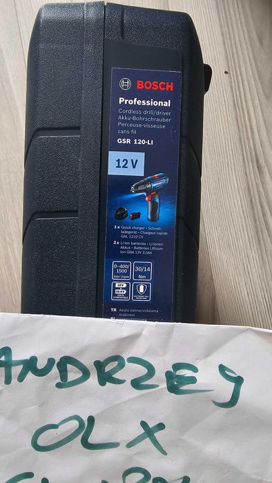 Wiertarko-wkrętarka Bosch GSR 120-LI + 2 x akumulator 2,0Ah + WALIZKA NOWA Plomby