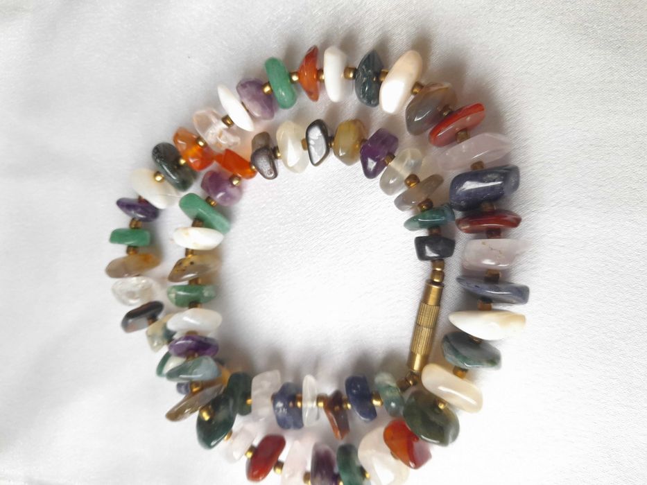 Голубые бусы-ретро, индийские самоцветы