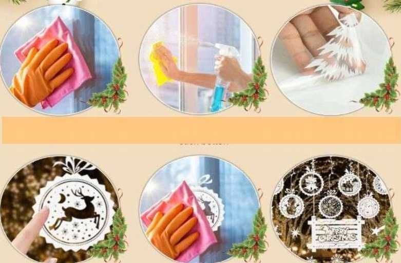 Naklejki na okno statyczne świąteczne Boże Narodzenie białe 2 arkusze