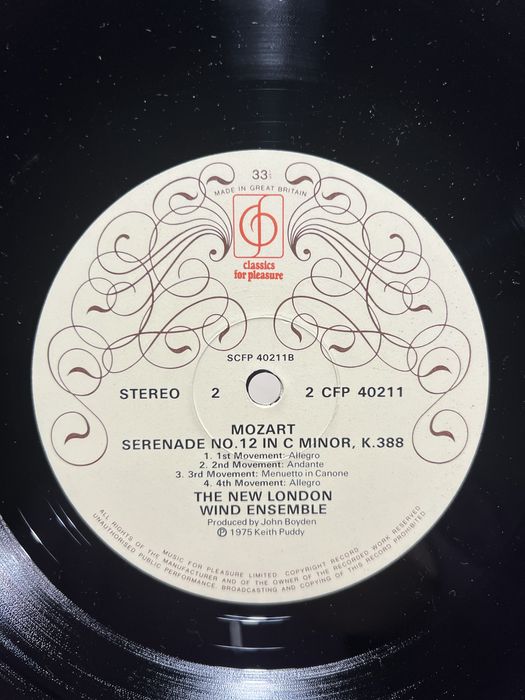 Вініл Моцарт 1975 EMI UK Stereo – з власної колекції, класика