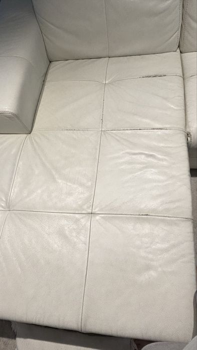 Sofá, 3 Lugares, em pele, branco