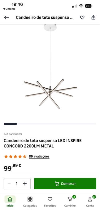 Candeeiro de led de teto