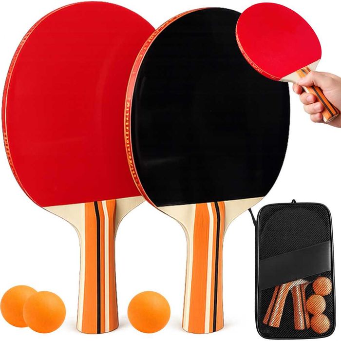 Rakietki ping pong + piłeczki zestaw tenis stołowy