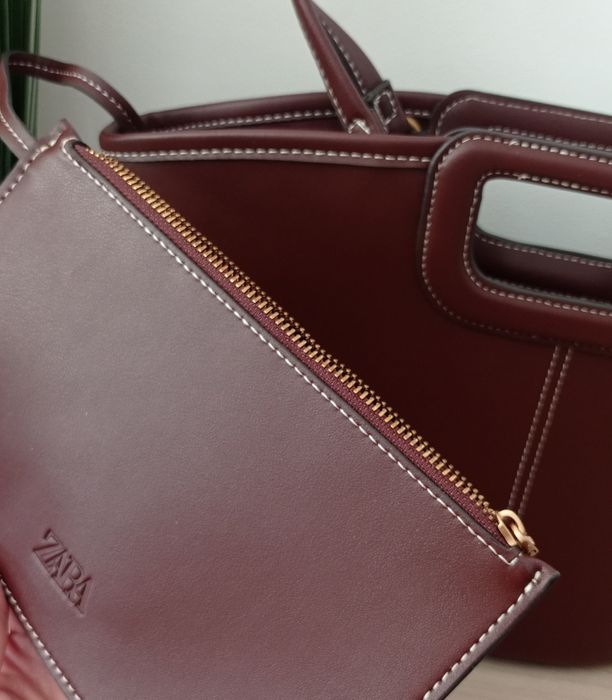 Torebka torebka  bordo skórzana shopperka