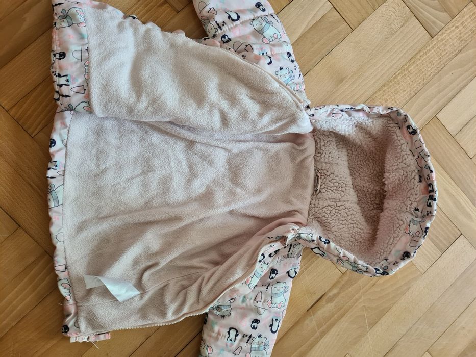 Kurtka dla dziewczynki ocieplana polarkiem 98cm