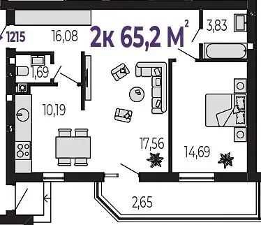 Готова 2-к. квартира з власним патіо ЖК Долішній