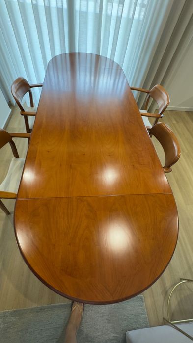 Mesa de Jantar Extensível + 6 Cadeiras | Peça de Autor | Arquiteto Teixeira Lopes | Madeira Maciça |