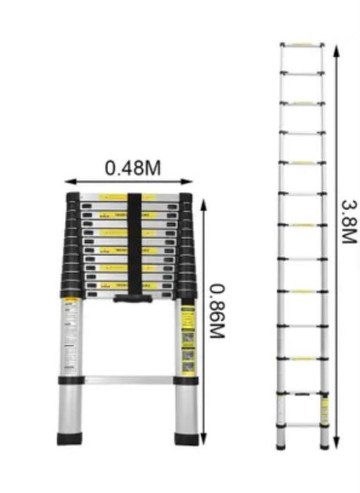 Escada telescopica com 3.8m (sem ganchos)