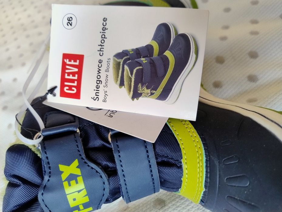 NOWE śniegowce chłopięce 26 Cleve buty zimowe dla chłopca dinozaur