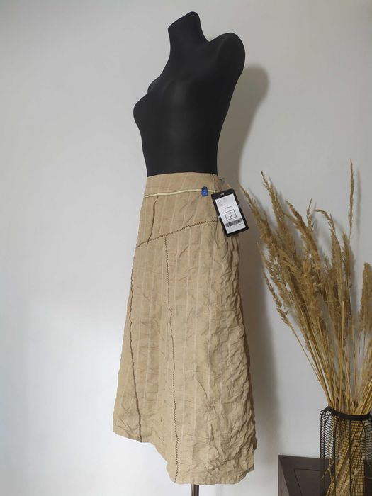 Wahl Beżowa spódnica w kratkę Patchwork Rozkloszowana 44 XXL