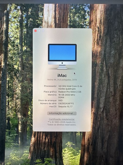 Imac 2019 21,5 16GB e 256SSD