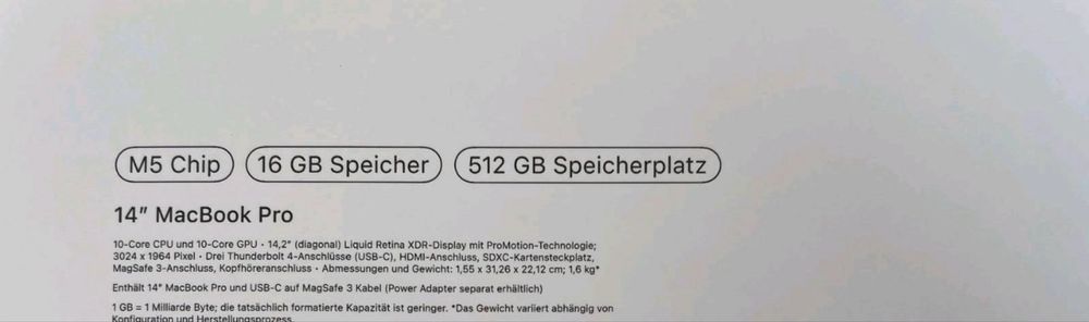 Apple MacBook Pro 14 with Apple M5, 512GB, 10CPU / 10GPU, 16GB RAM, Silver (2025)
