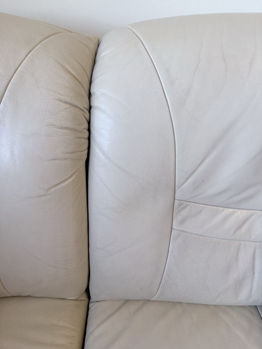 Beżowy skórzany narożnik Etap Sofa