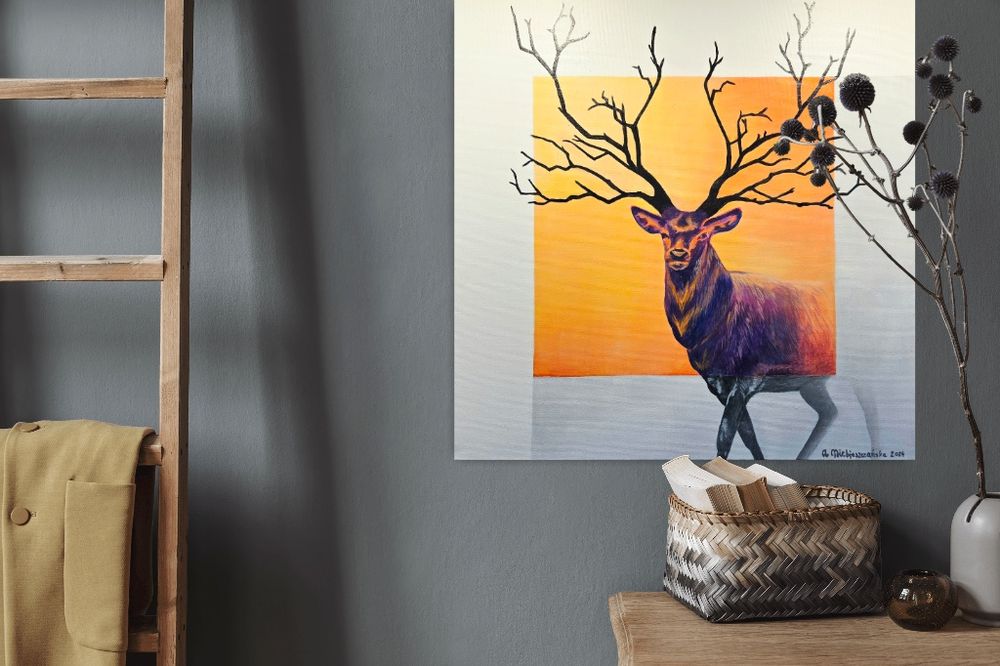 Obraz akryl na płótnie 60x60 cm "Jeleń"