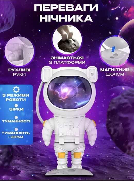 Нічник проектор космонавт