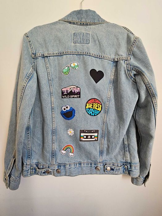 Kurtka damska jeansowa Zara naszywki