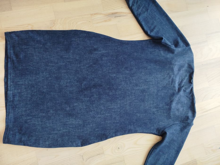 Granatowa sukienka ciążowa a'la jeans jeansowa L ozdobne zamki