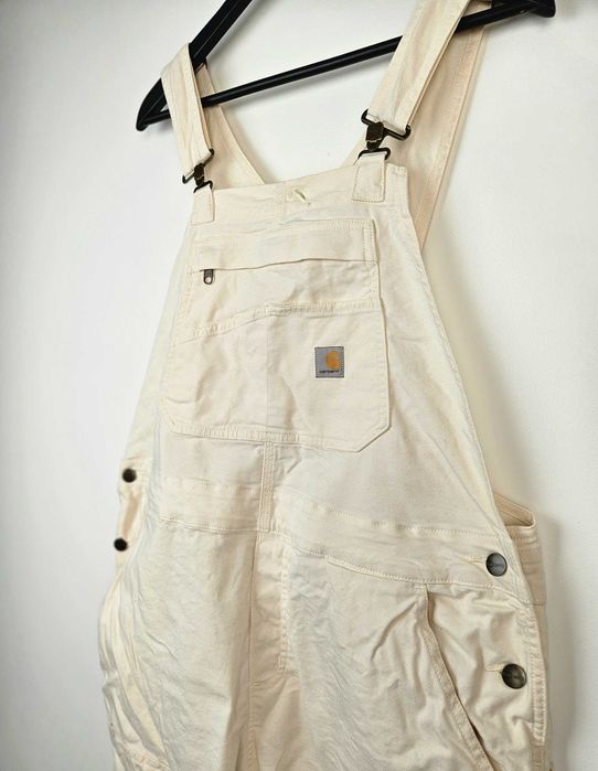 Carhartt ogrodniczki spodnie męskie kremowe logowane wiosenne 40/L