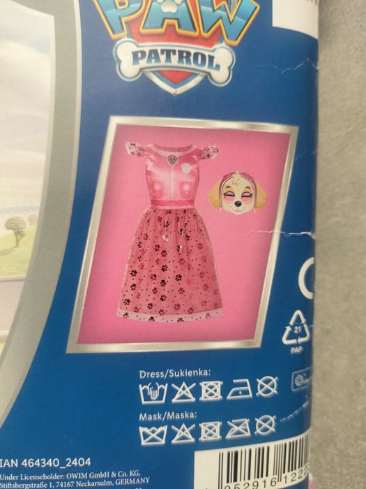 Kostium / Strój karnawałowy Skye Psi Patrol / Paw Patrol, 2-częściowy, rozm. 86/92