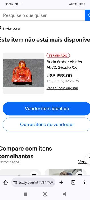 Buda Resina Ambar Antigo 14 cm