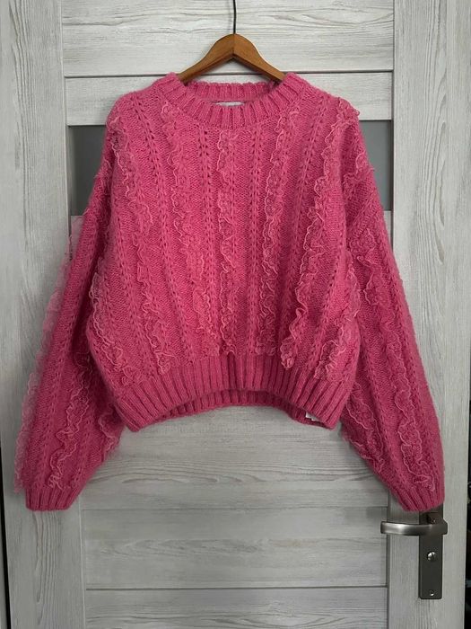 Sweter różowy z falbankami ZARA