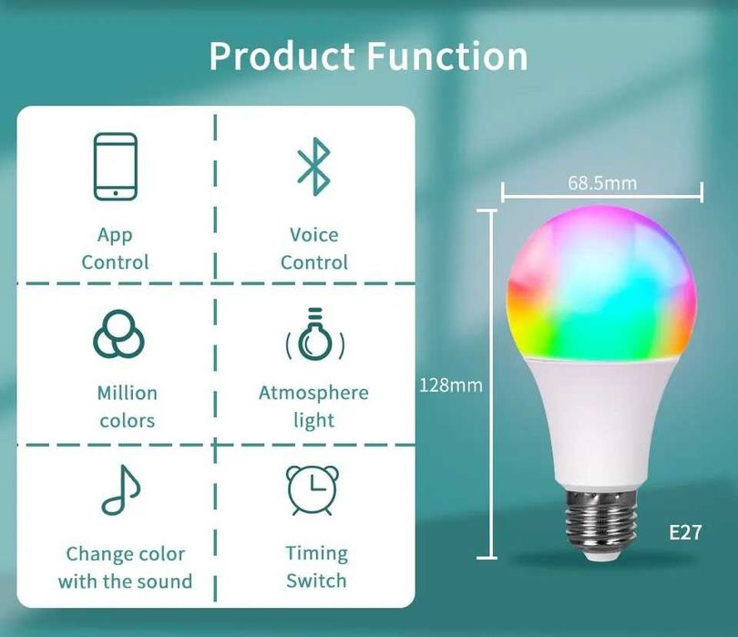Tuya inteligentna żarówka Led E27 220V.