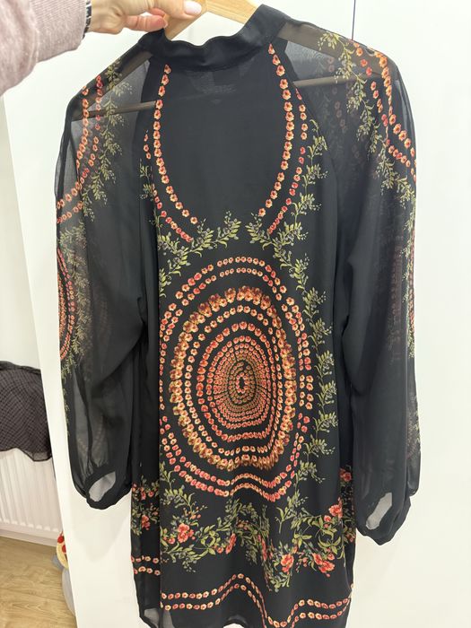 Sukienka Halszka 42/44 boho dlugi rekaw czarna idealny stan