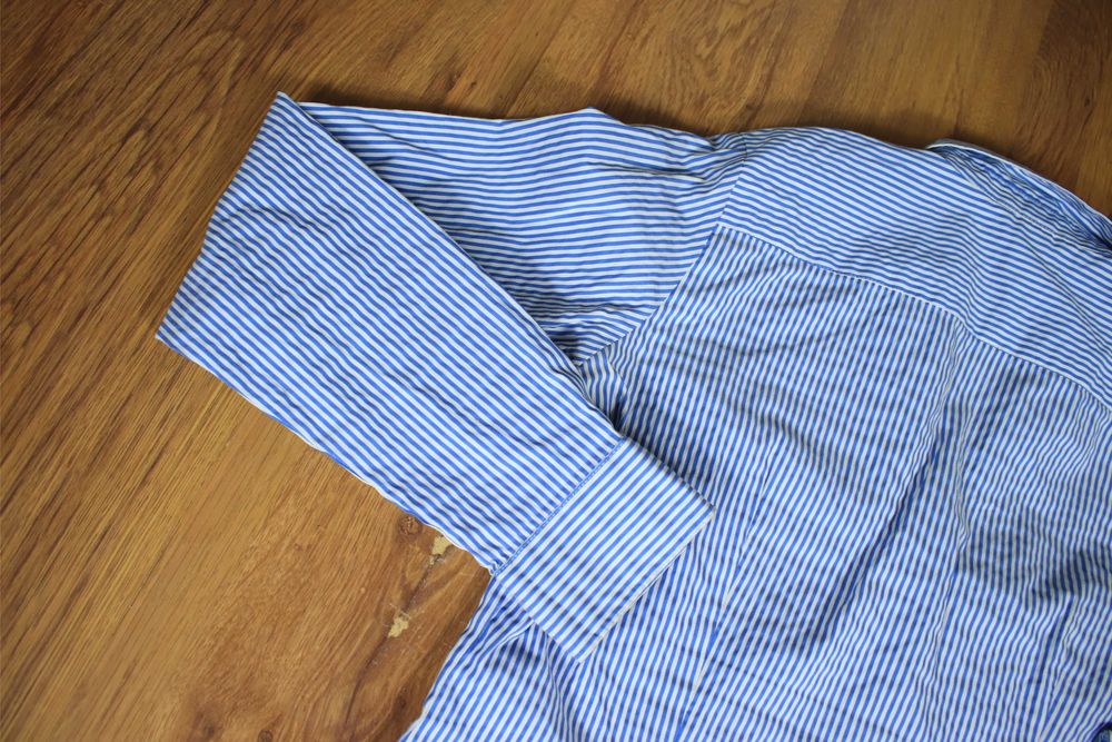 Koszula H&M r. 40 damska w paski nieb-biała dł rękaw bawełna