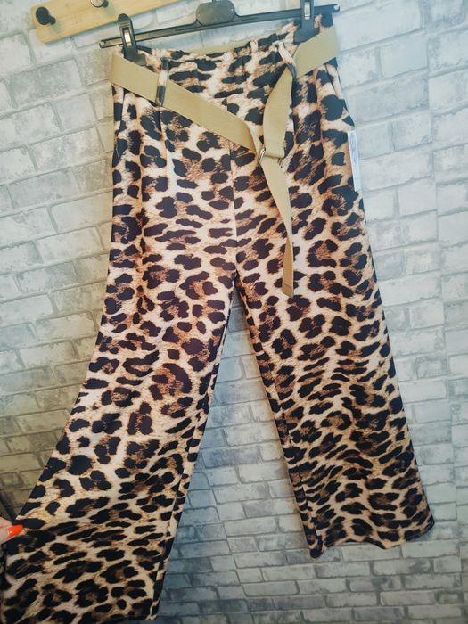 Spodnie szerokie S M L Xl 2xl masełko panterka