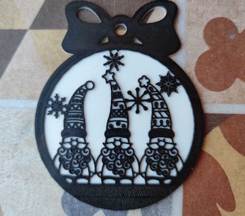 Ozdoba na choinkę bombka świąteczne gnomy 4 sztuki