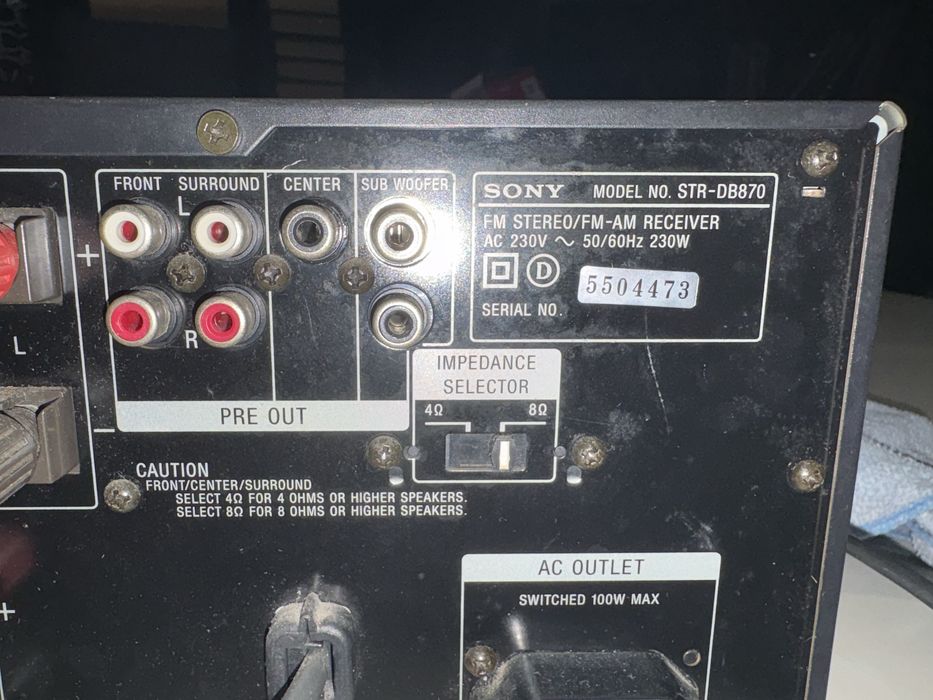 Amplificador AV Sony STR-DB870 – Para  Manutenção