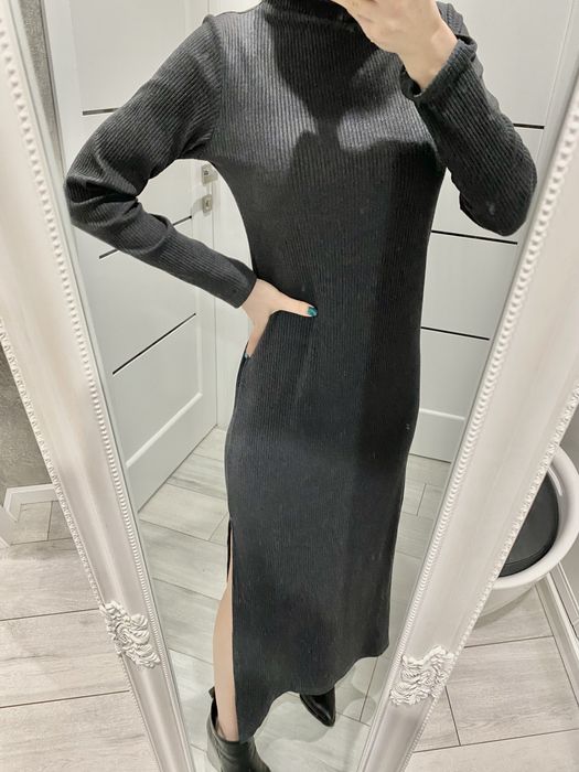 Сіра сукня в рубчик xs-s