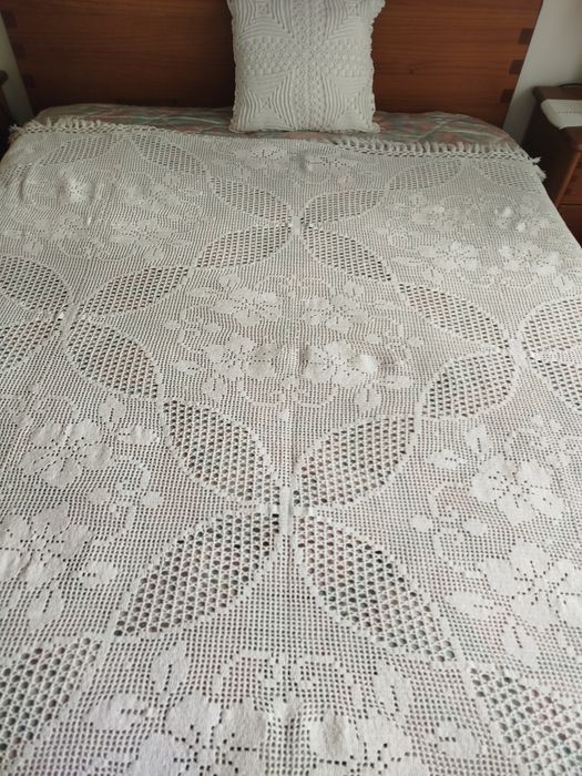 Colcha de renda crochet.