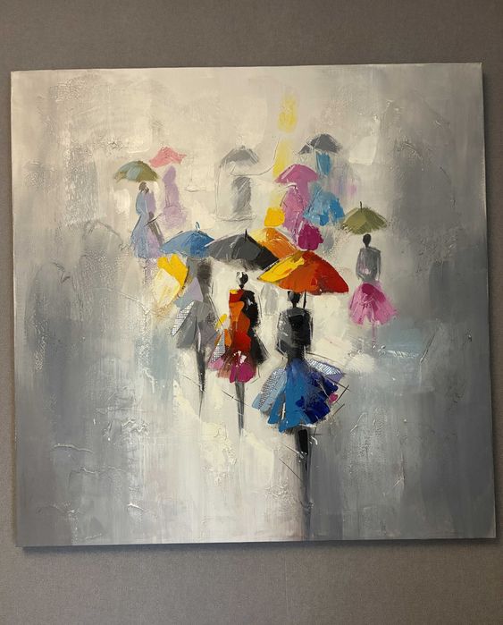 Duży ręcznie malowany obraz na płótnie 100 × 100 cm
