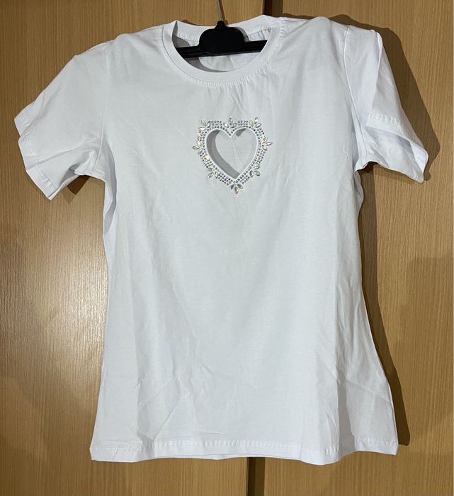 Komplet legginsy prążek, bluzka serce S M L