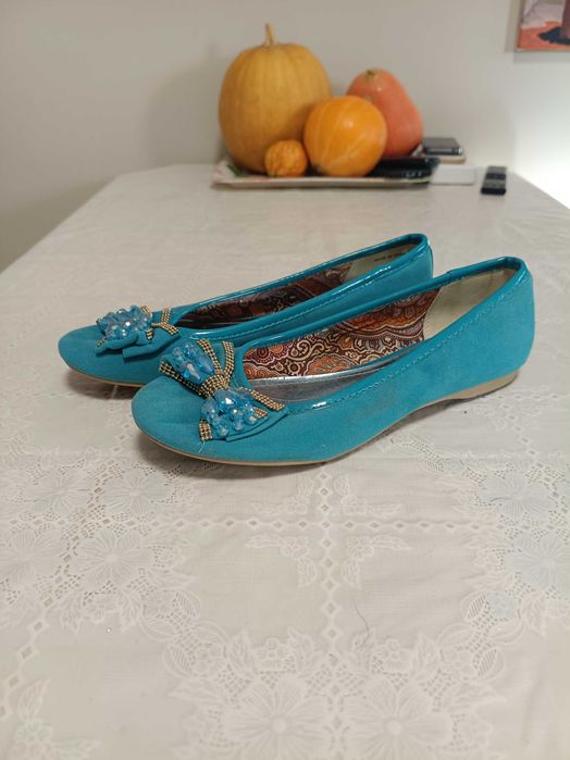 Бирюзовые балетки женские