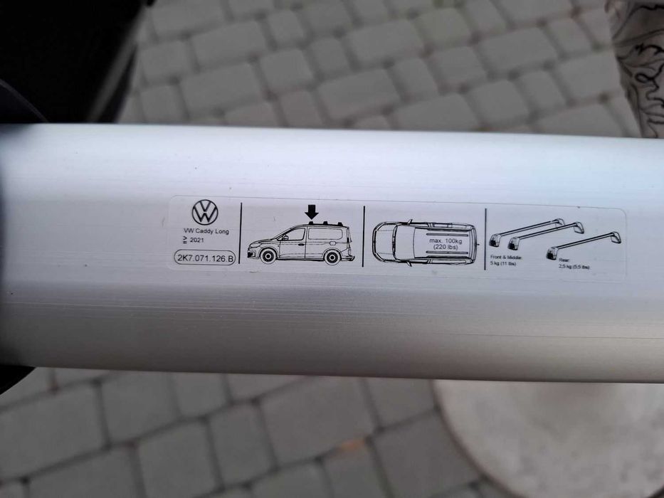 Nowy Oryginalny Bagażnik Dachowy VW Caddy Belki Poprzeczki Bez Relingów Thule