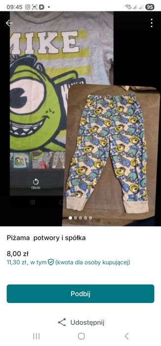 Piżama potwory i spóka