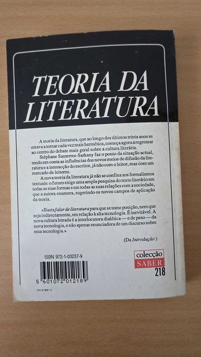 Livro "Teoria da Literatura" de Stéphane Santerres-Sarkany