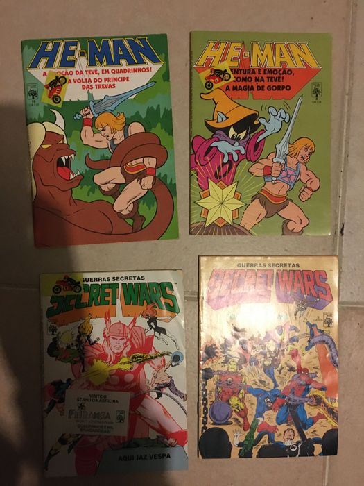 4 Mini livros antigos he-men e outros