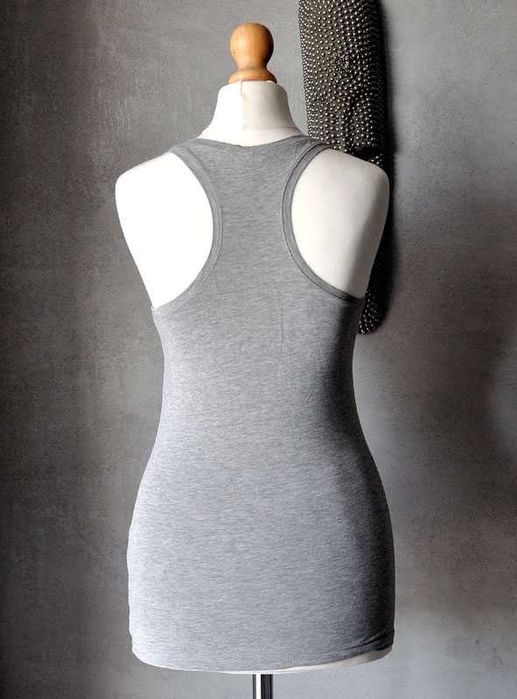 Tank top basic szarość melanżowa bawełna XS S